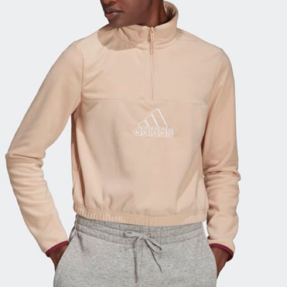 Nwt ADIDAS LOVE POLAR FLEECE EMBROIDERED LOGO HALF-ZIP SWEATSHIRT SIZE MEDIUM